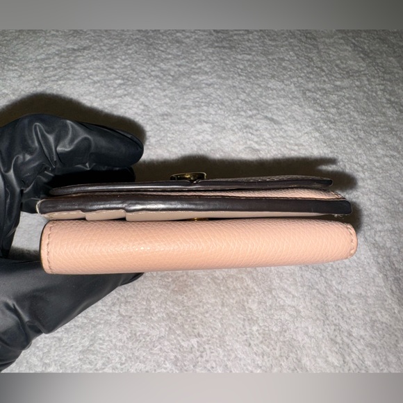 Fendi COA O'Lock Wallet Micro Trifold Rose Pink Tortora Gray Calf Leather - Picture 4 of 16